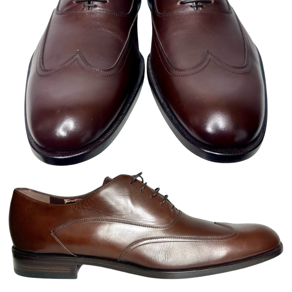 NEW SALVATORE FERRAGAMO brown calfskin leather shoes men’s size 11 made in ITALY
